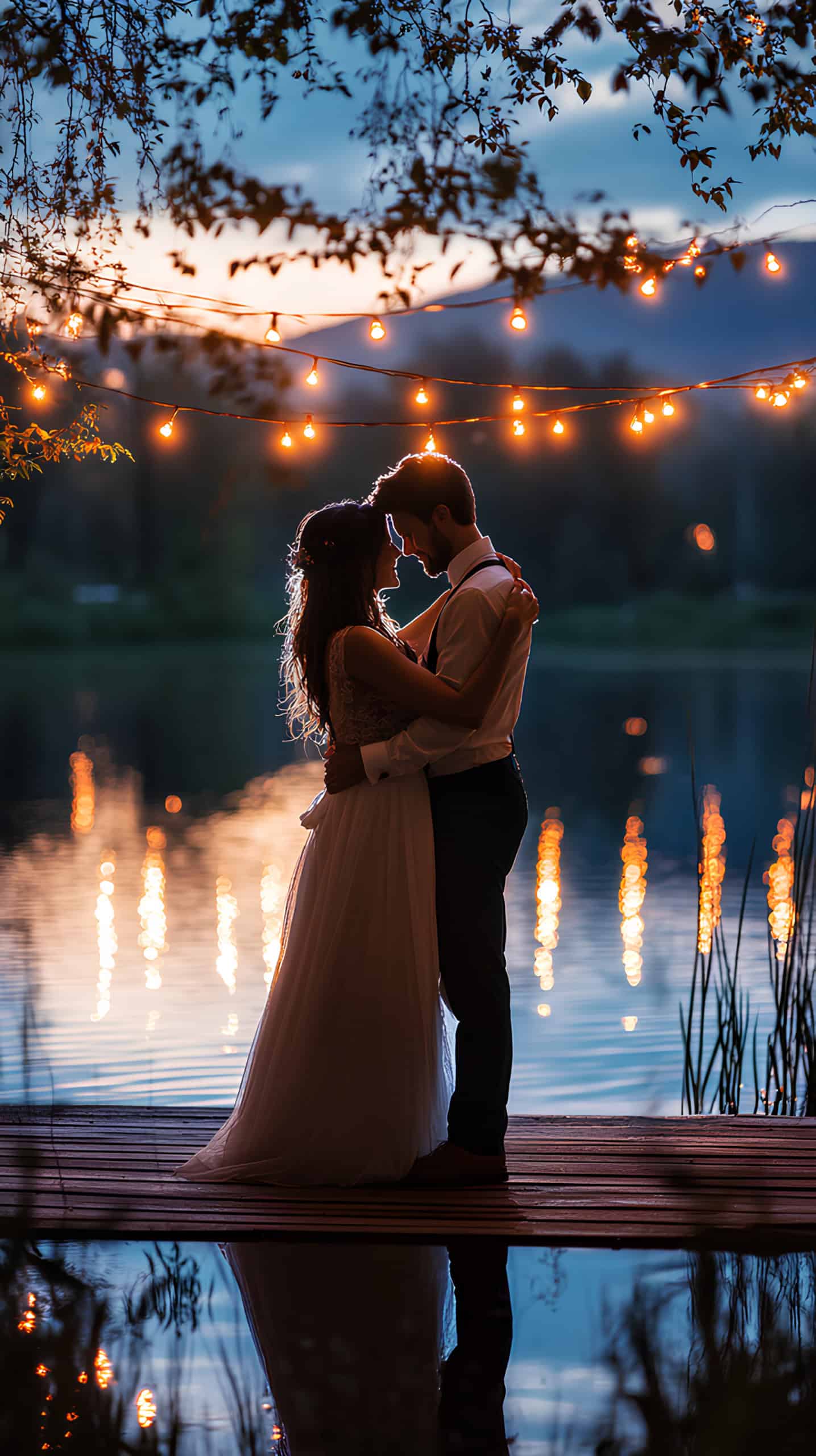 First Dance in the Twilight With Fairy Lights
