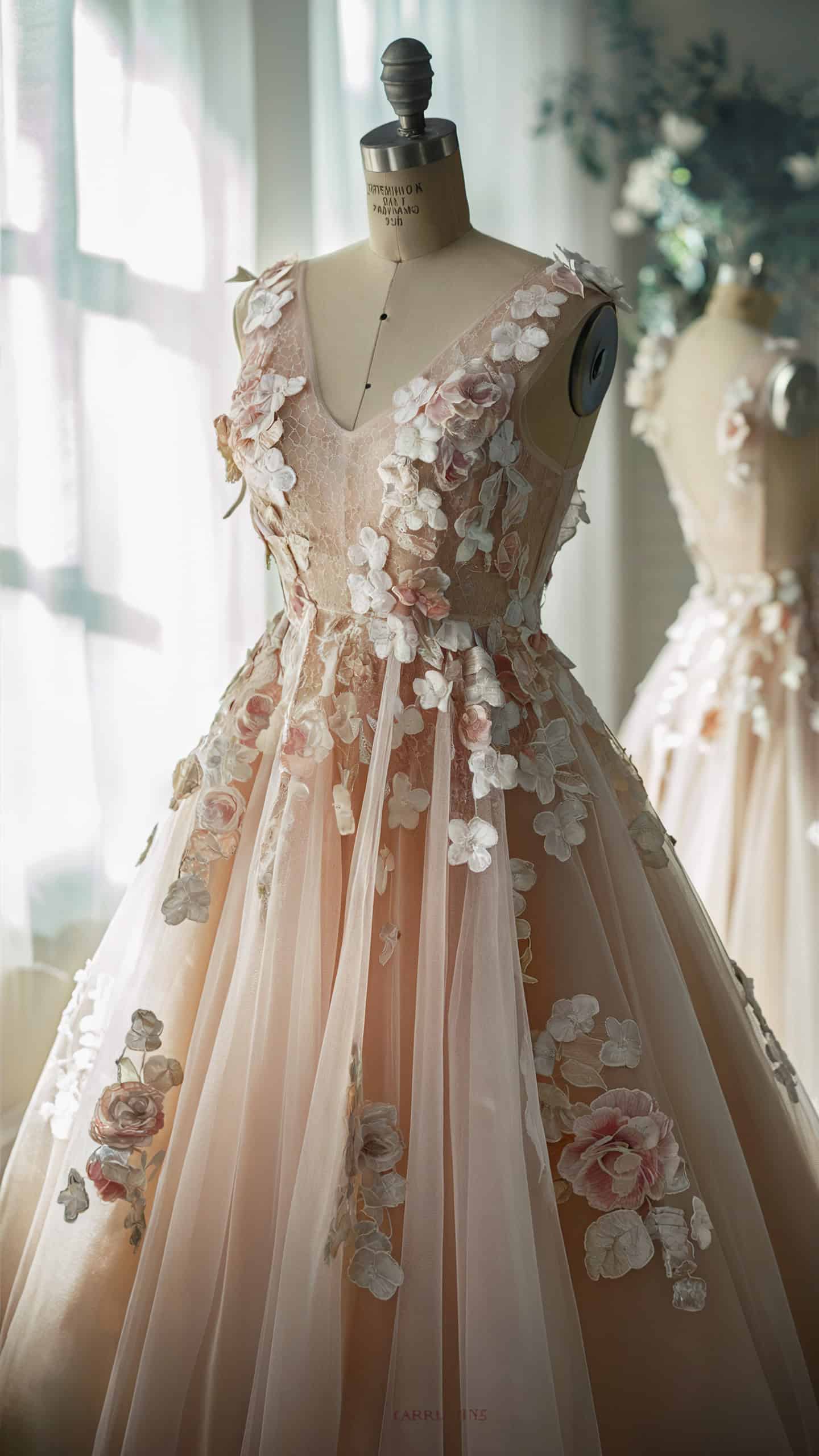 Floral Appliqué A-Line Dress