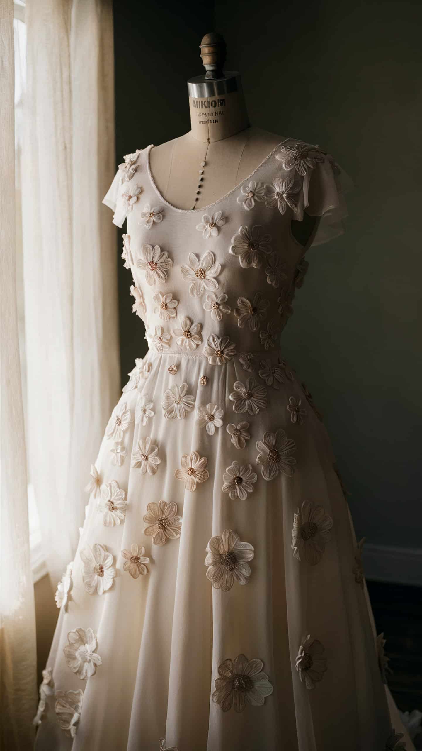 Floral Applique Chiffon Dress