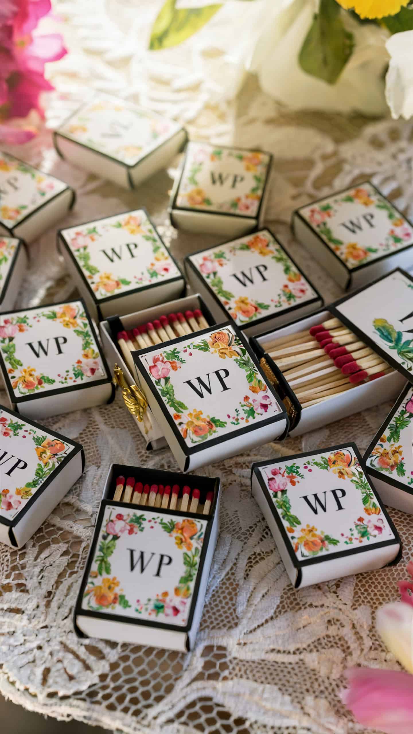 Floral-Themed Matchbox Favors