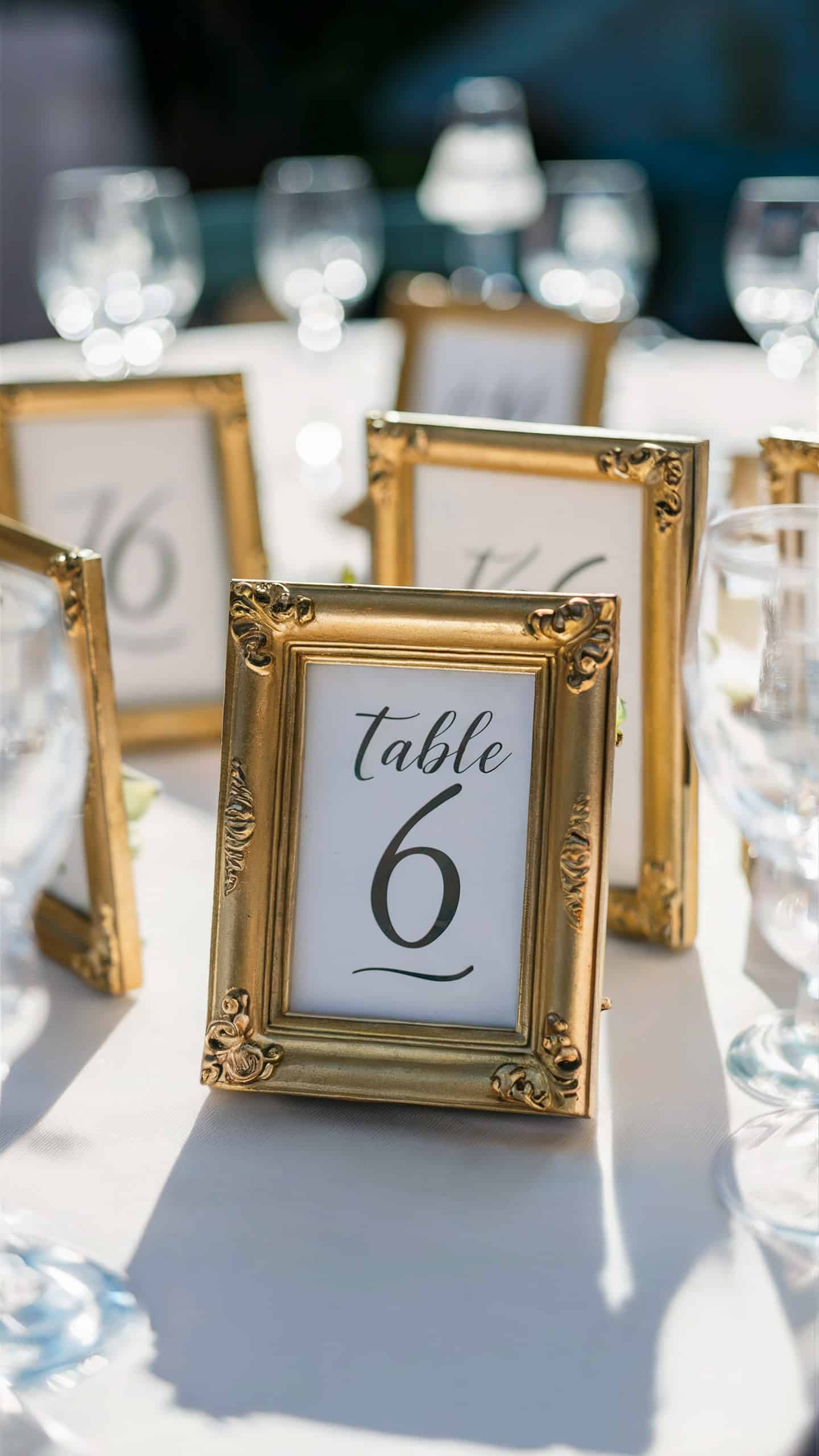 Gilded Picture Frame Table Numbers