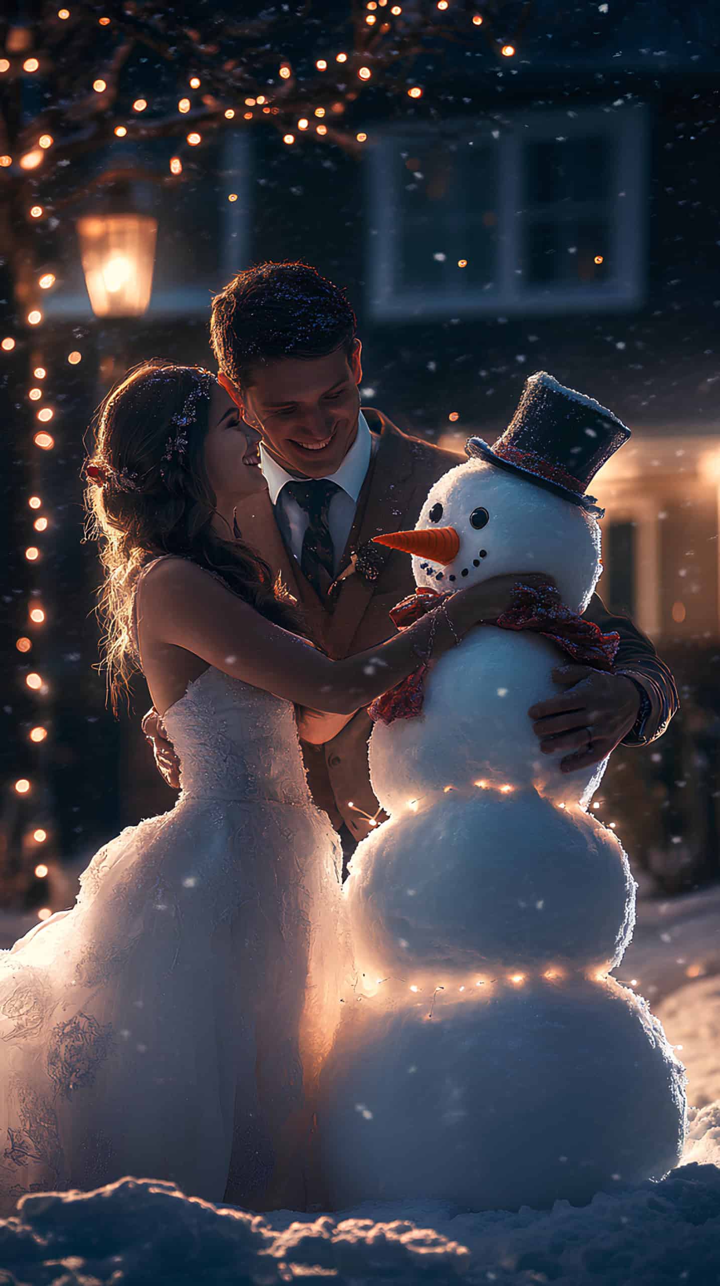 Glittering Snowman Scene