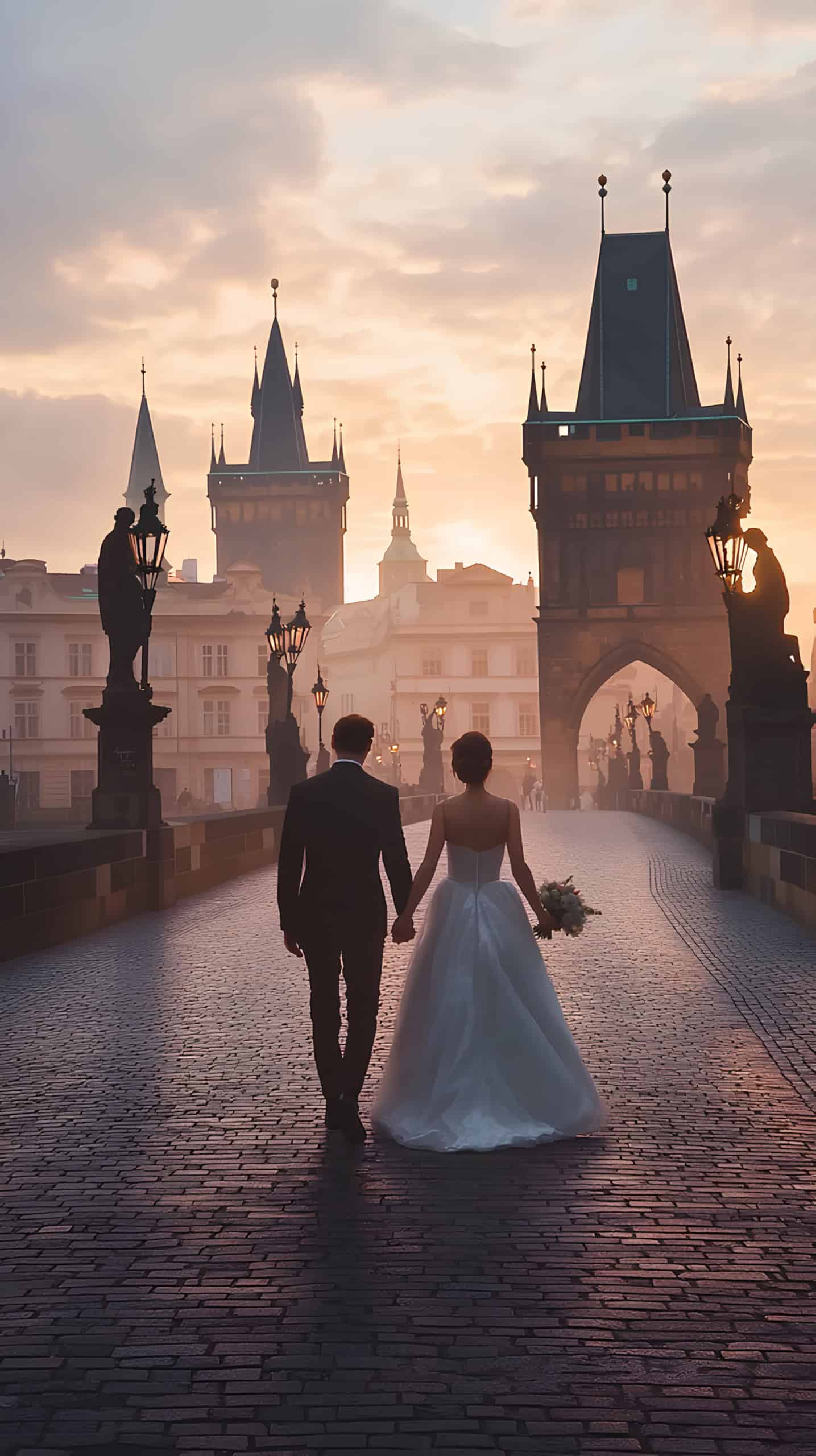 Holding Hands on Charles Bridge, Prague