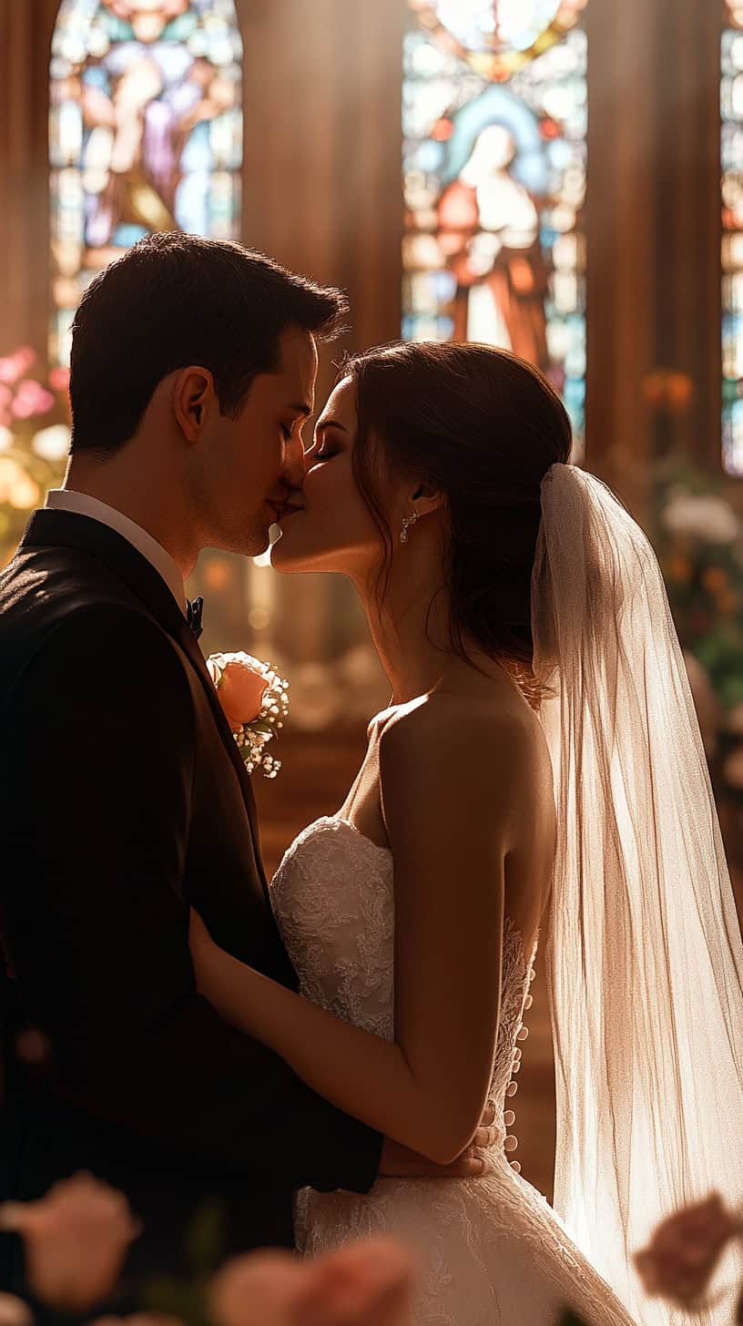 Intimate Kiss Under the Altar