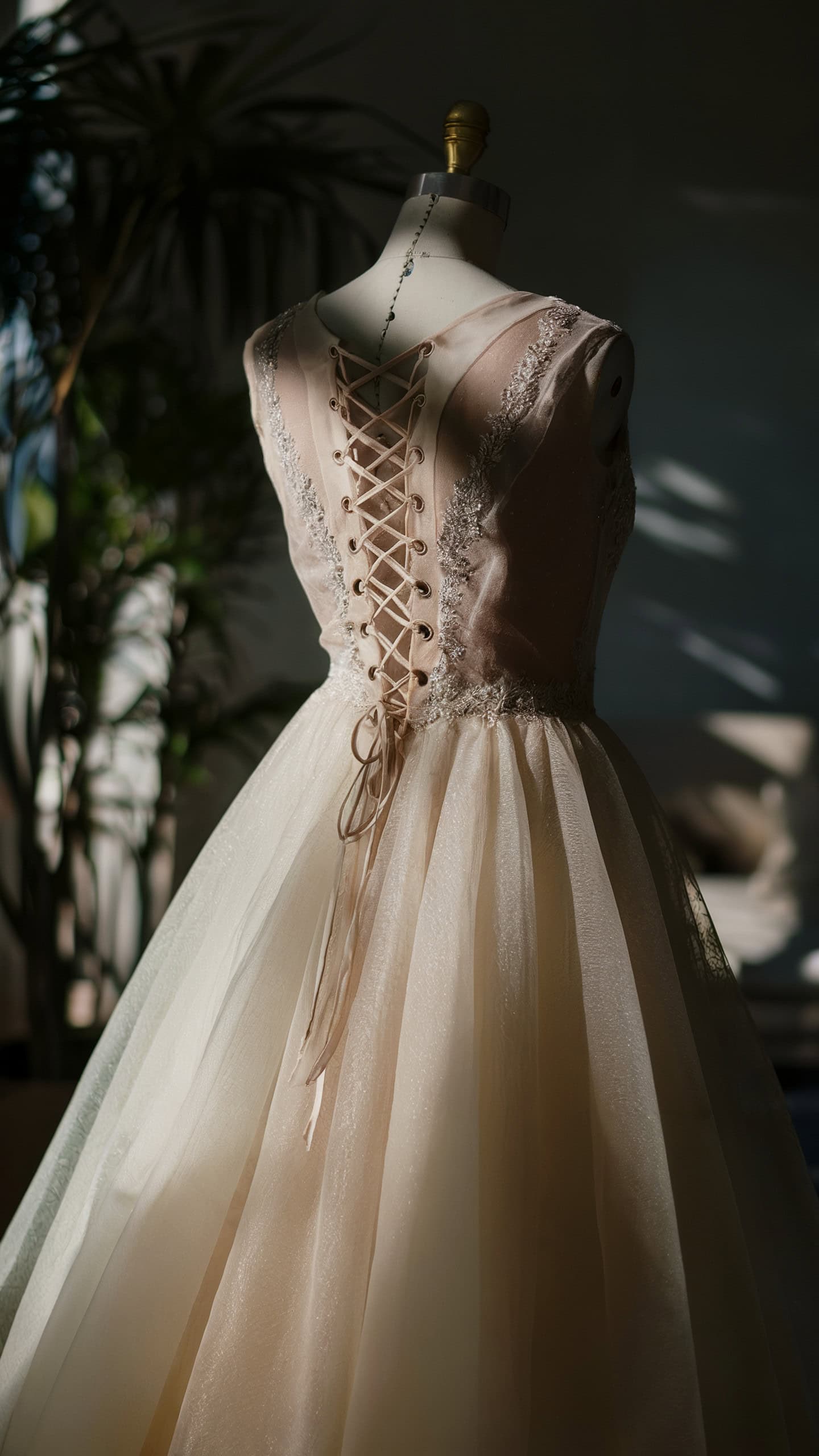Lace-up Back Organza Gown