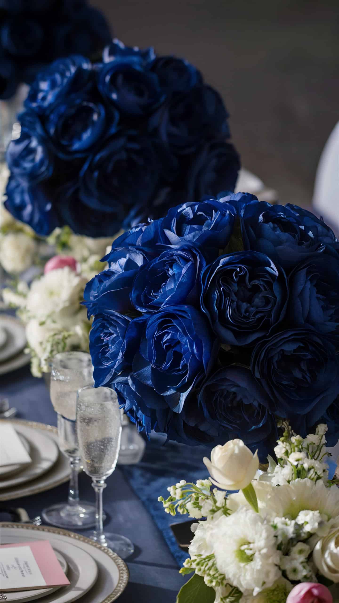 Navy Blue Silk Flower Centerpieces