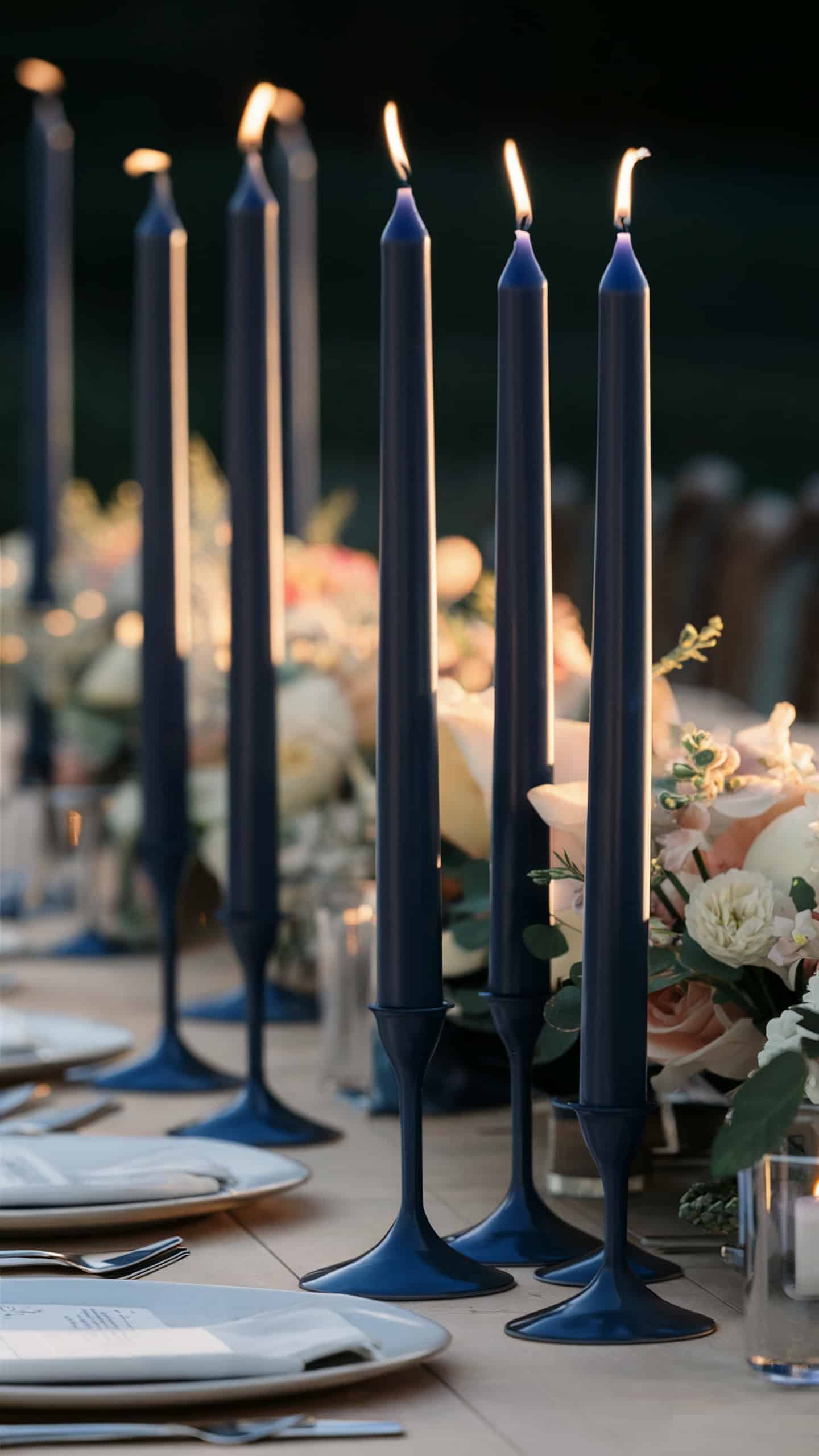 Navy Blue Taper Candles