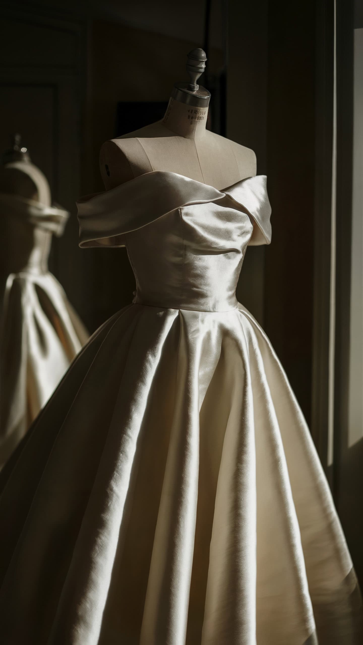 Off-Shoulder Satin A-Line Dress
