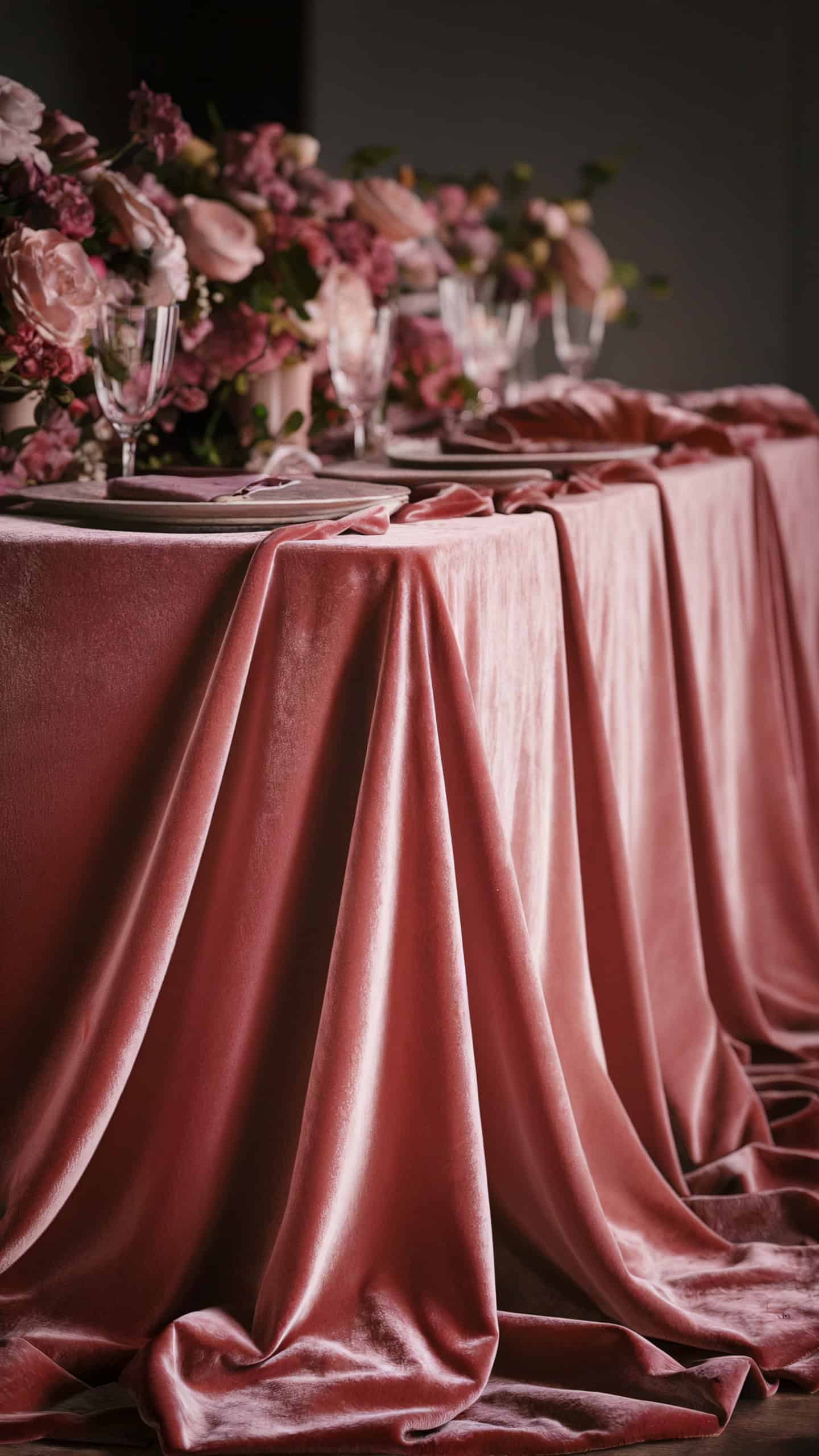 Pink Velvet Tablecloth
