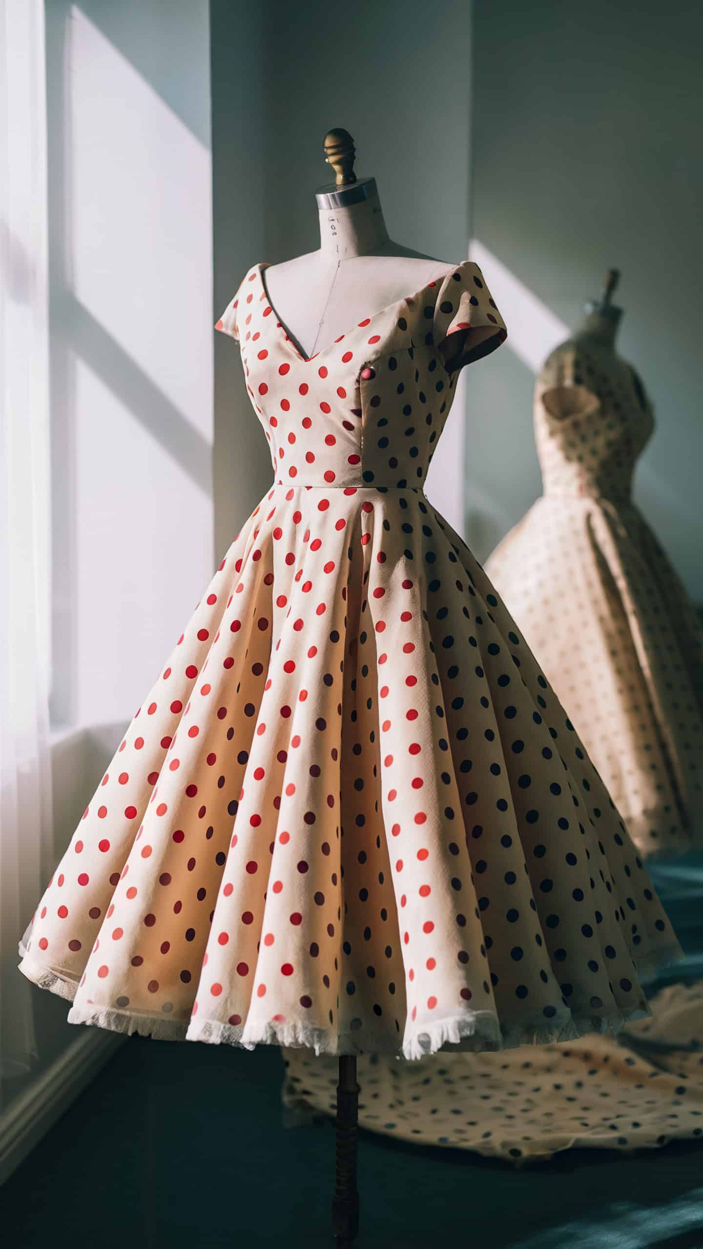 Polka Dot Tea-Length Dress