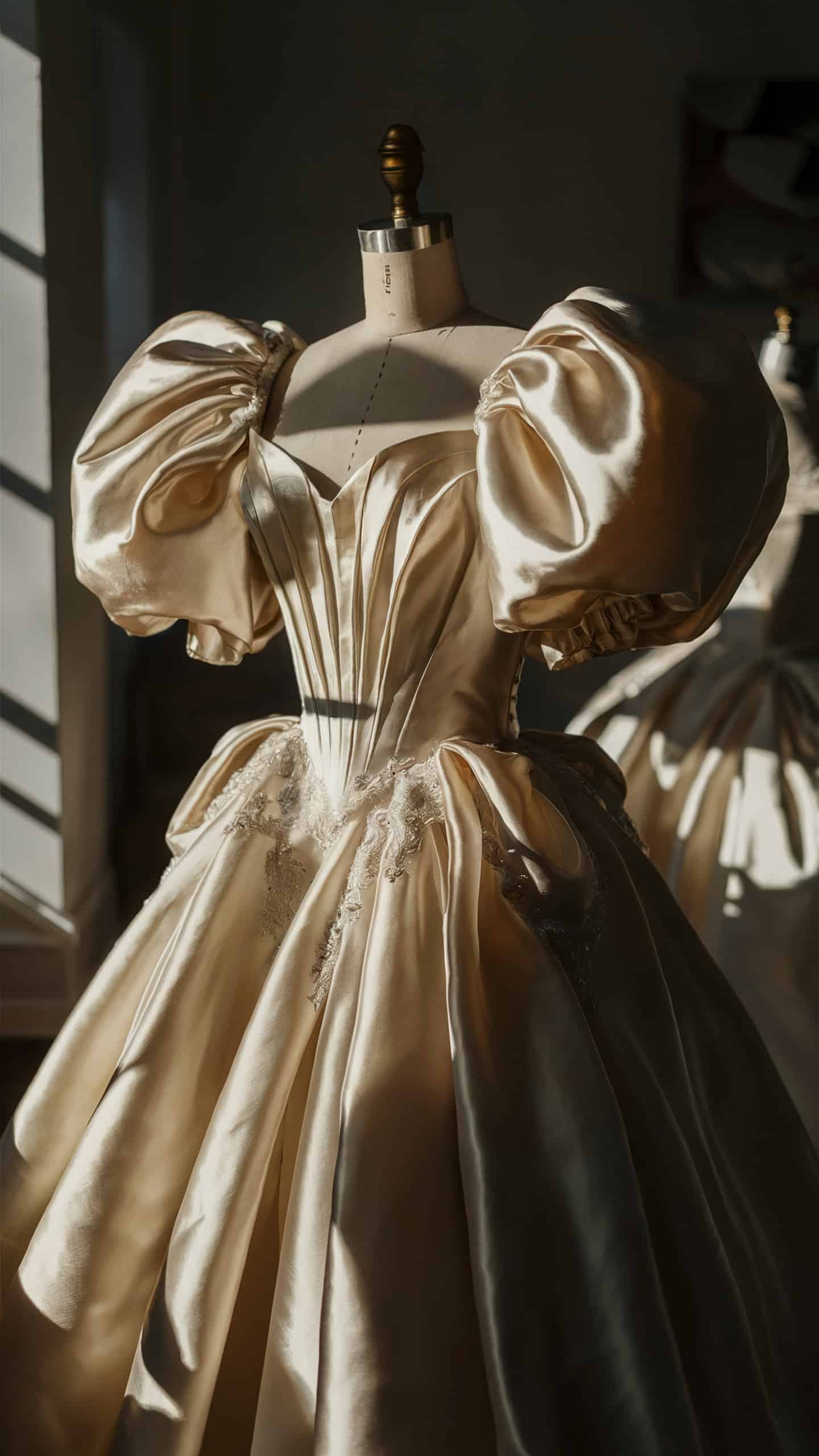 Puff Sleeve Silk Dress