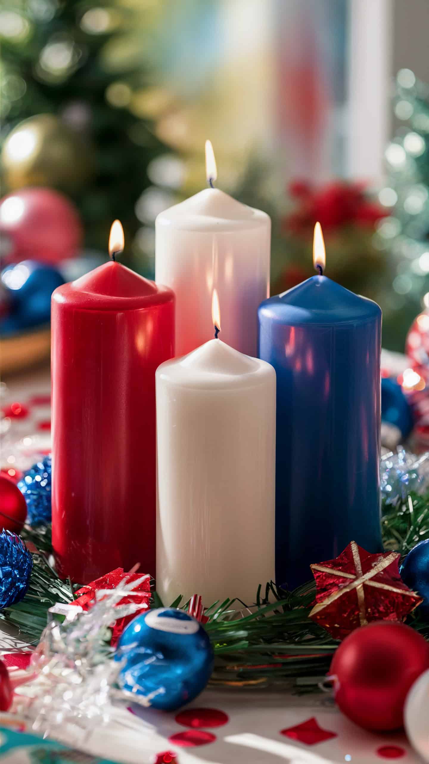 Red, White, and Blue Candles