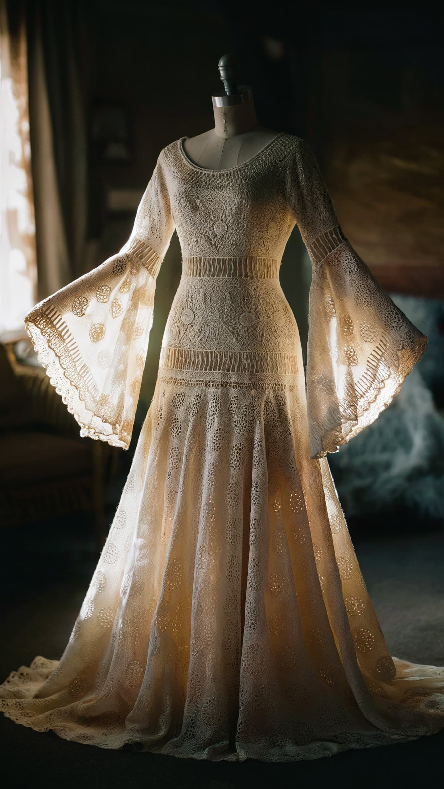 Retro Bell-Sleeve Gown