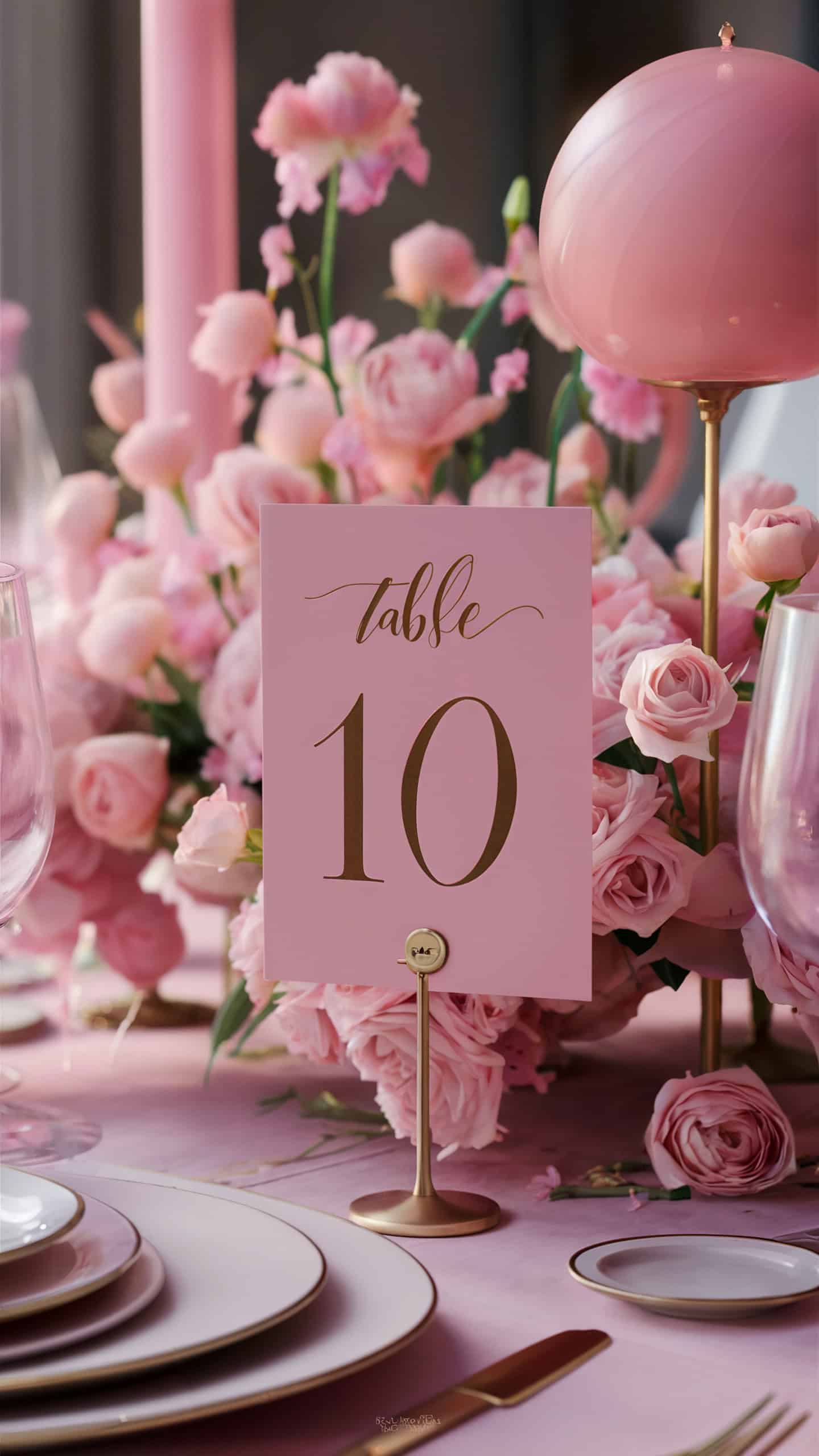Rose-Colored Table Numbers