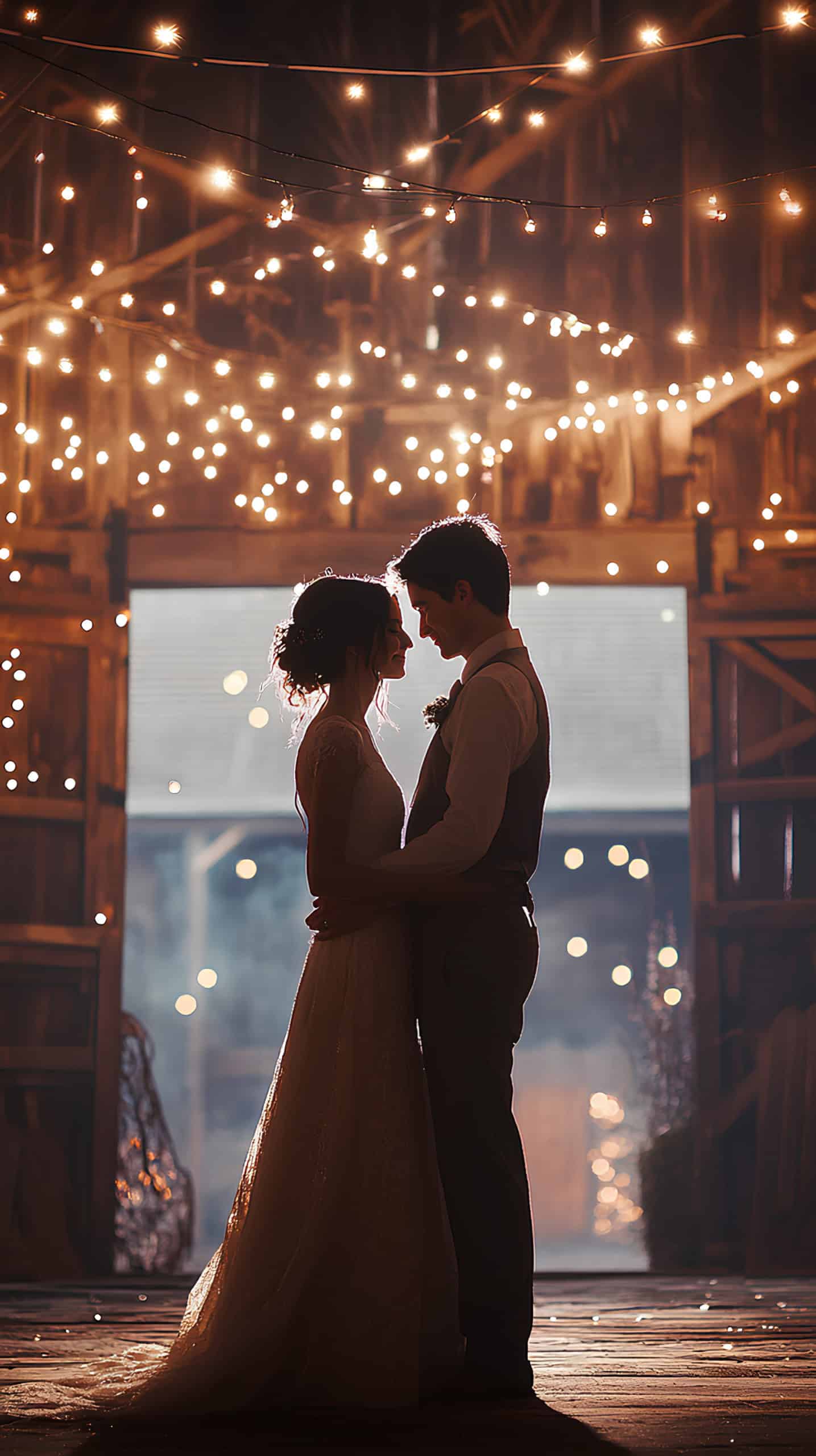 Rustic Barn with String Lights