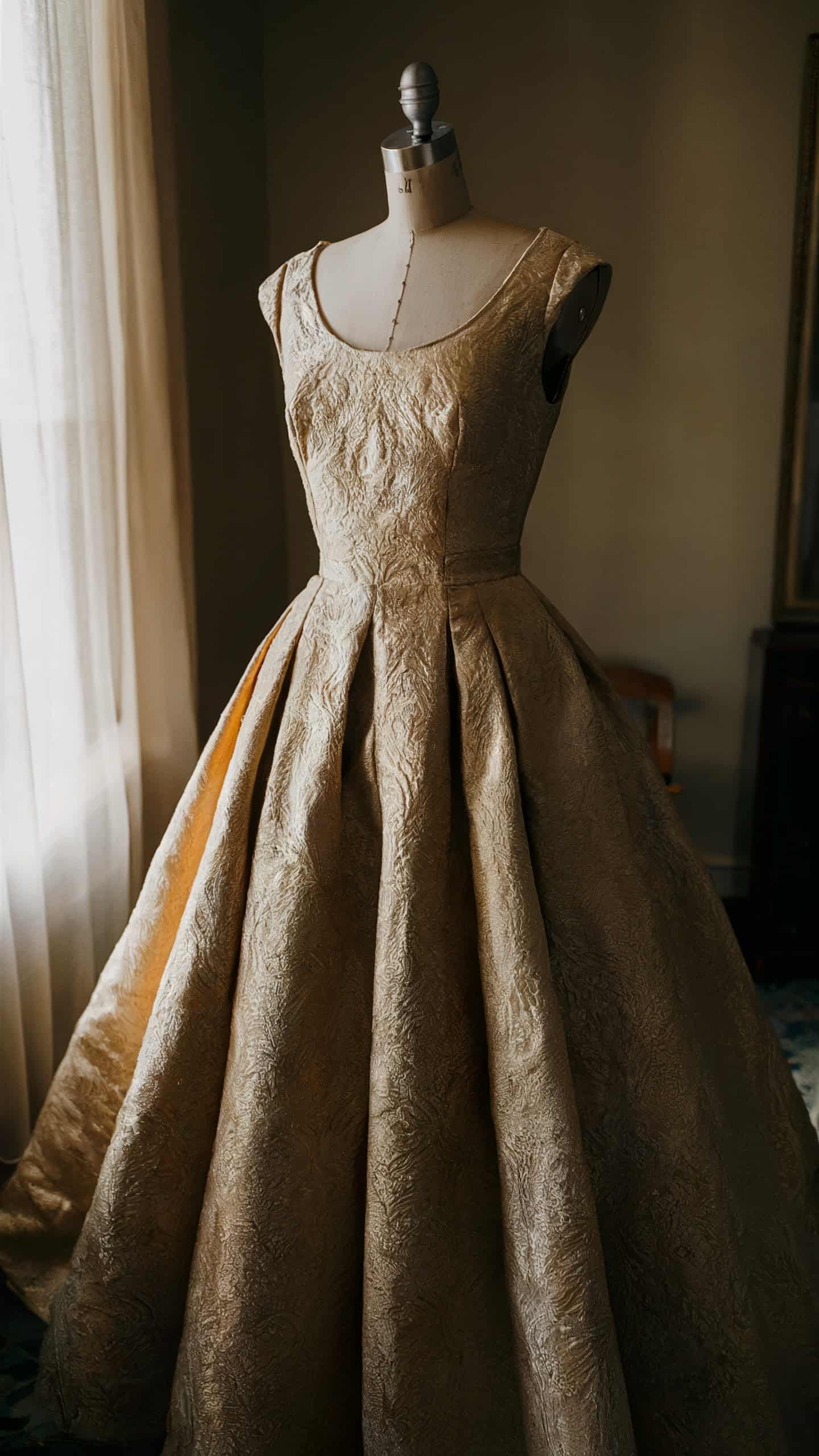 Scoop Neck Brocade Dress