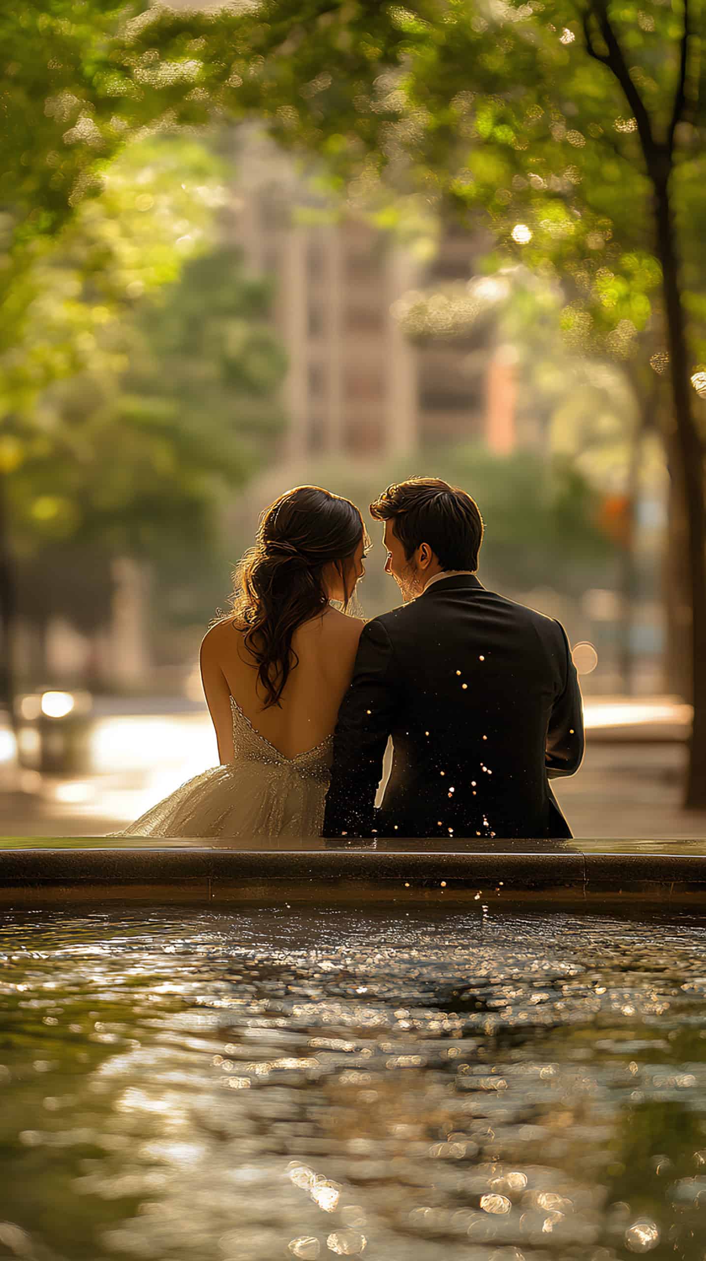 Sitting on the Fountain Edge