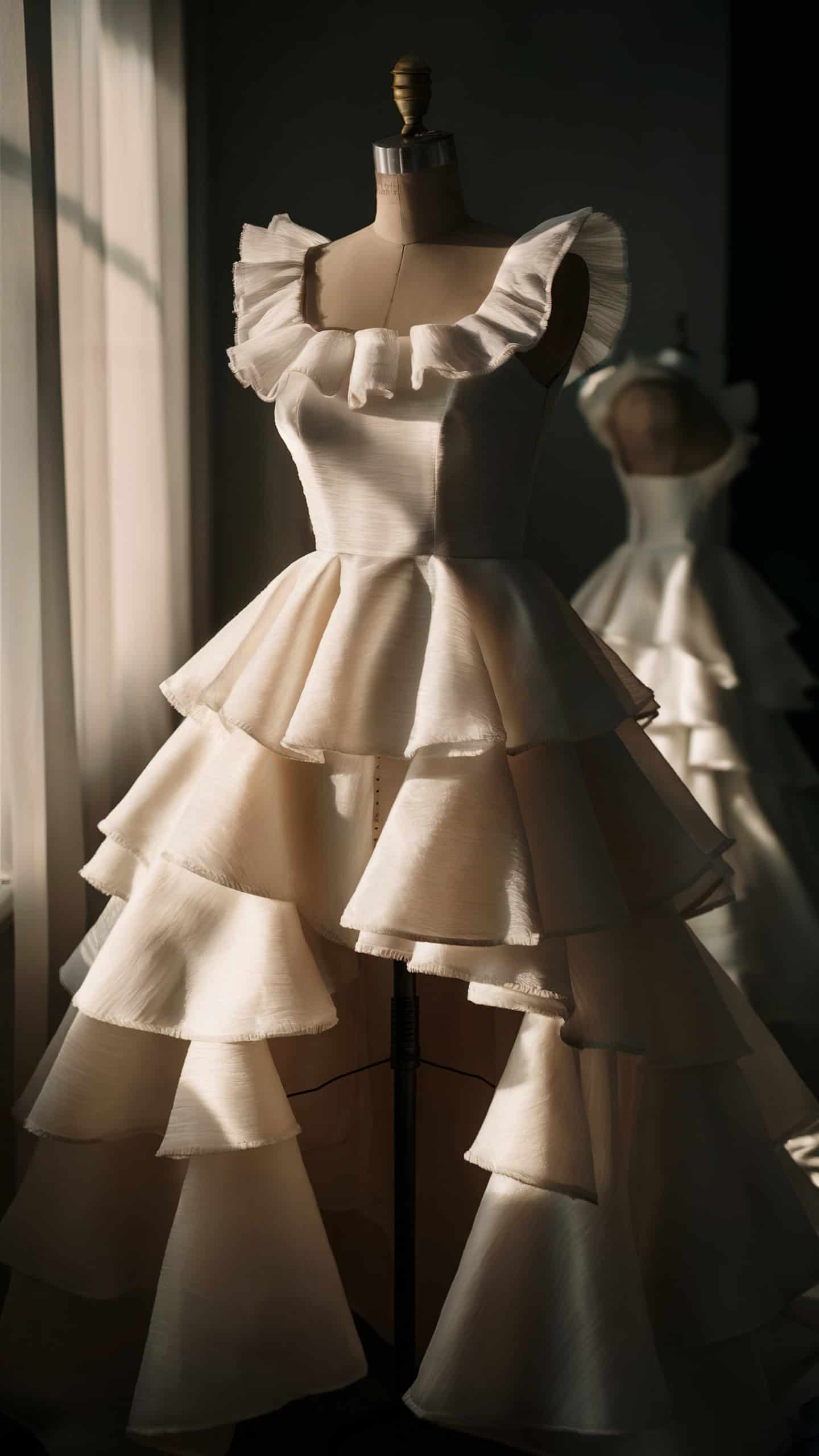 Square Neck Ruffle Gown