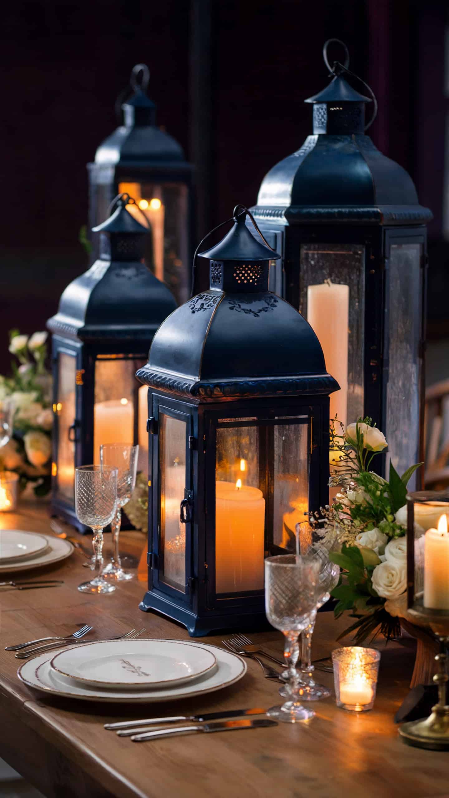 Vintage Navy Blue Lanterns