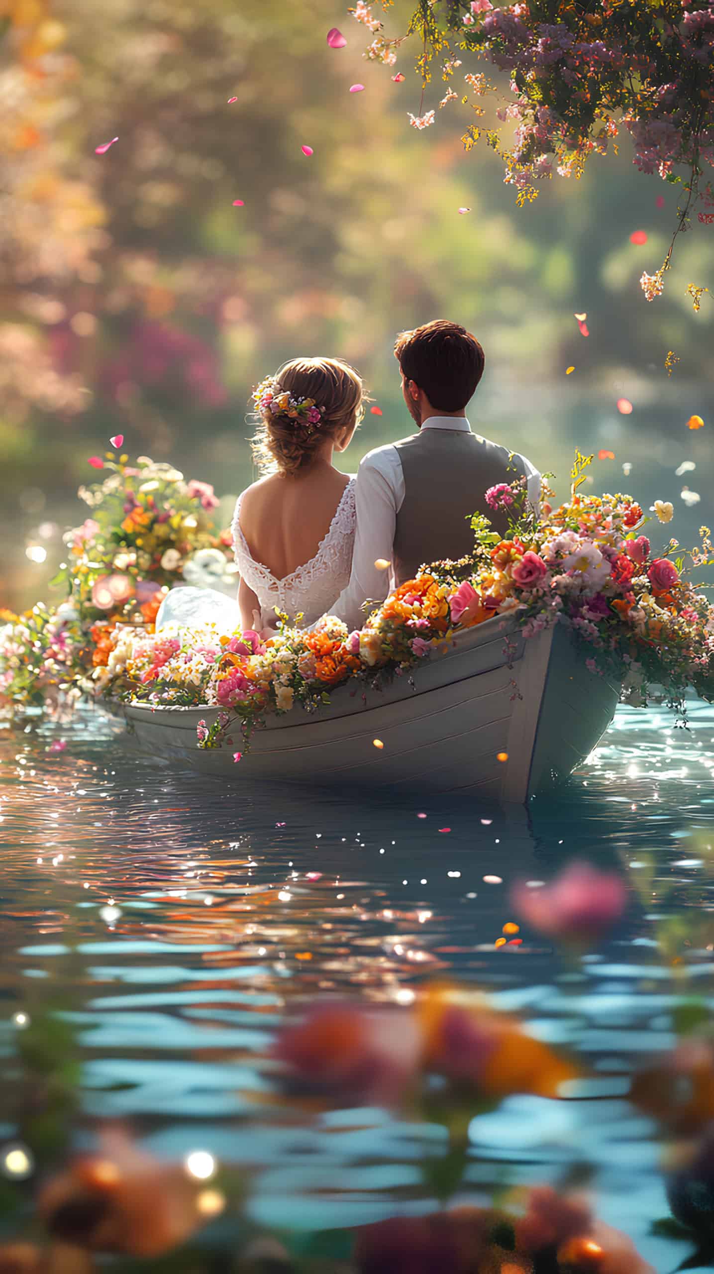 Whimsical Rowboat Decorated With Flowers