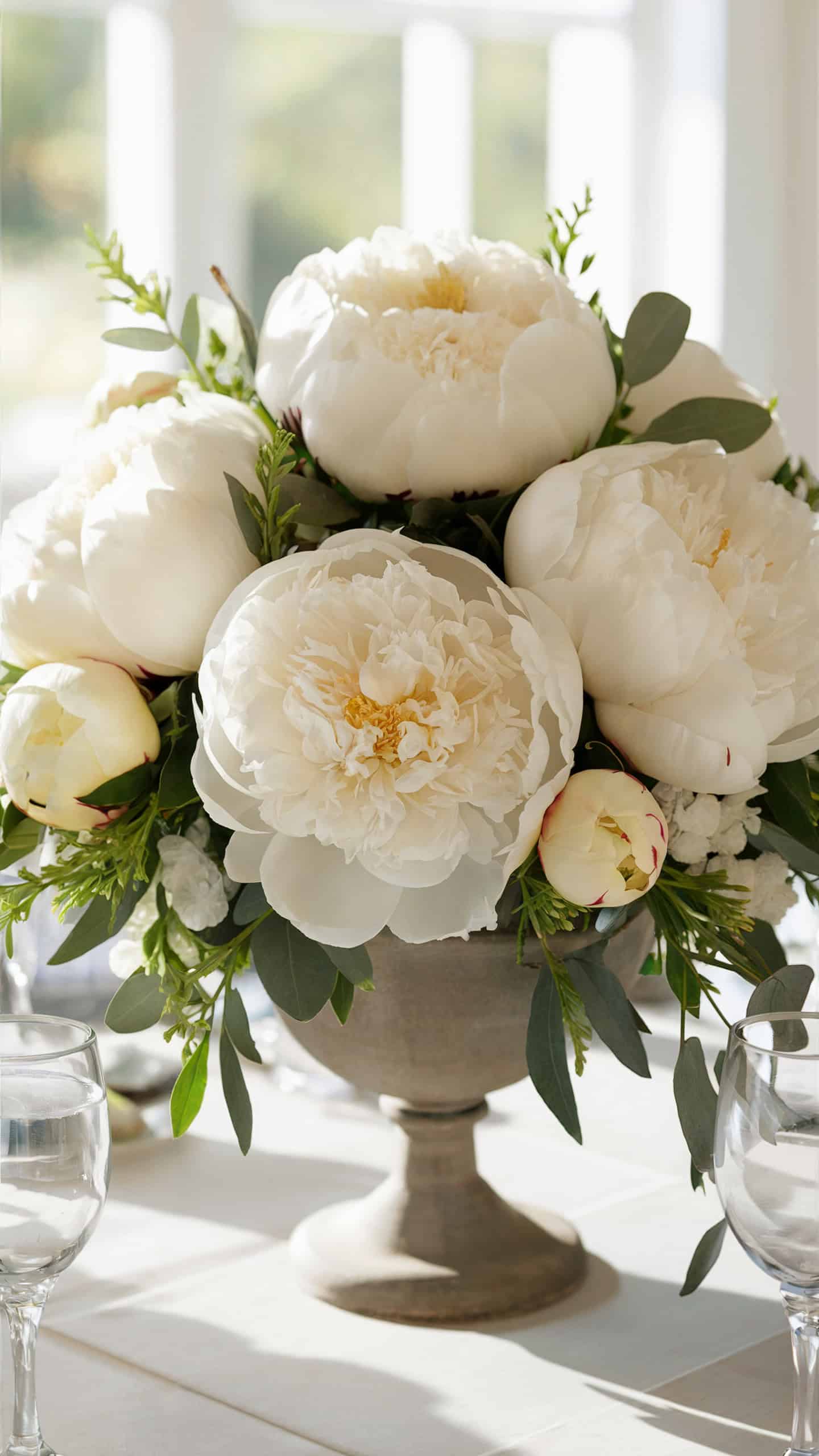 White Peony Centerpiece
