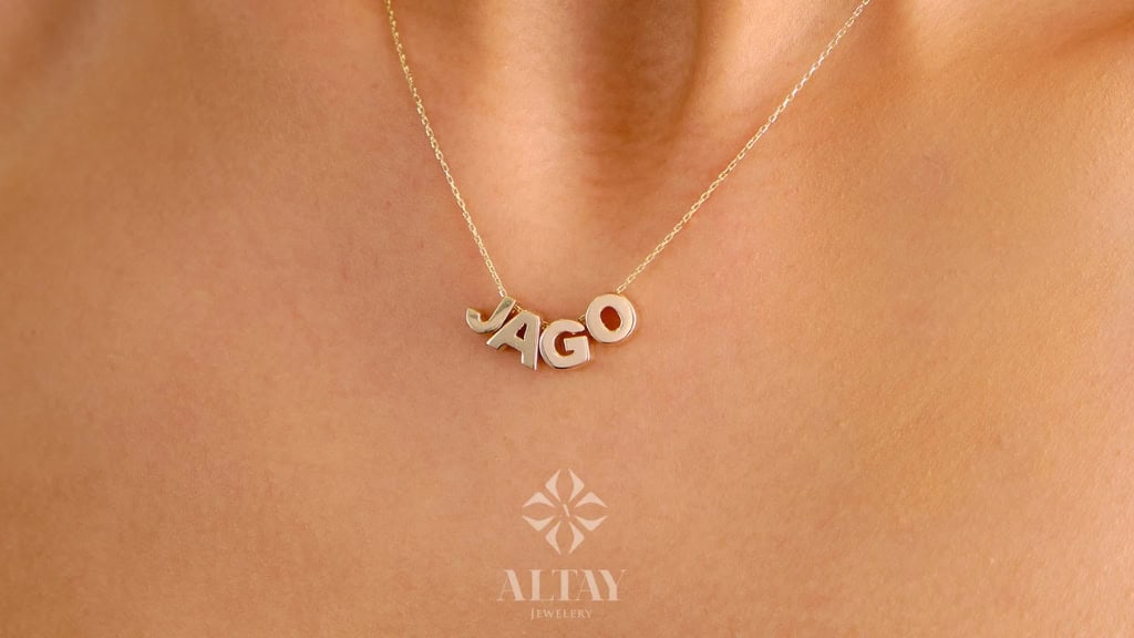 14K Solid Gold Initial Necklace