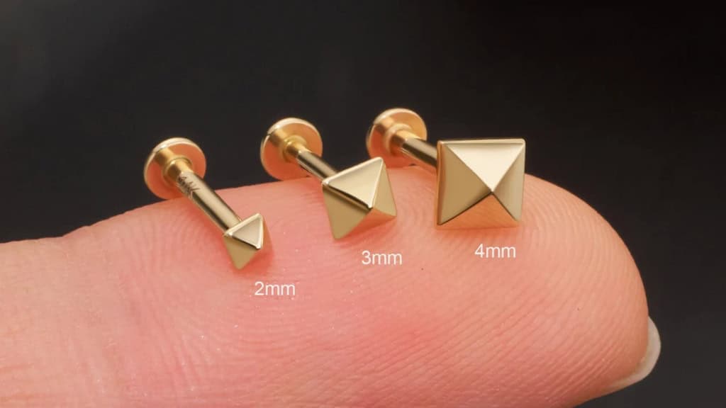 14K Gold Tiny Square Labret Stud