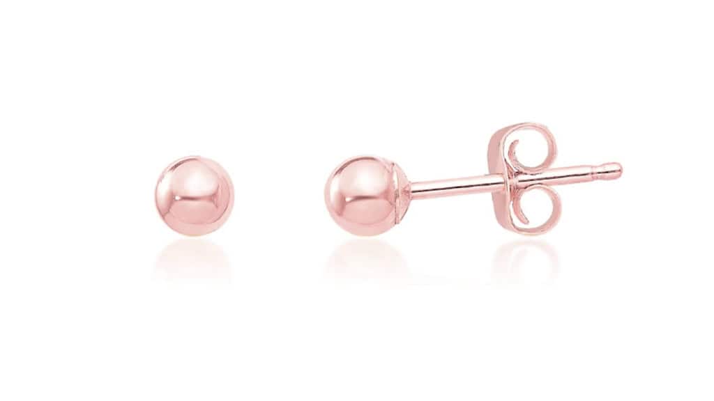 14K Rose Gold Ball Stud Earrings