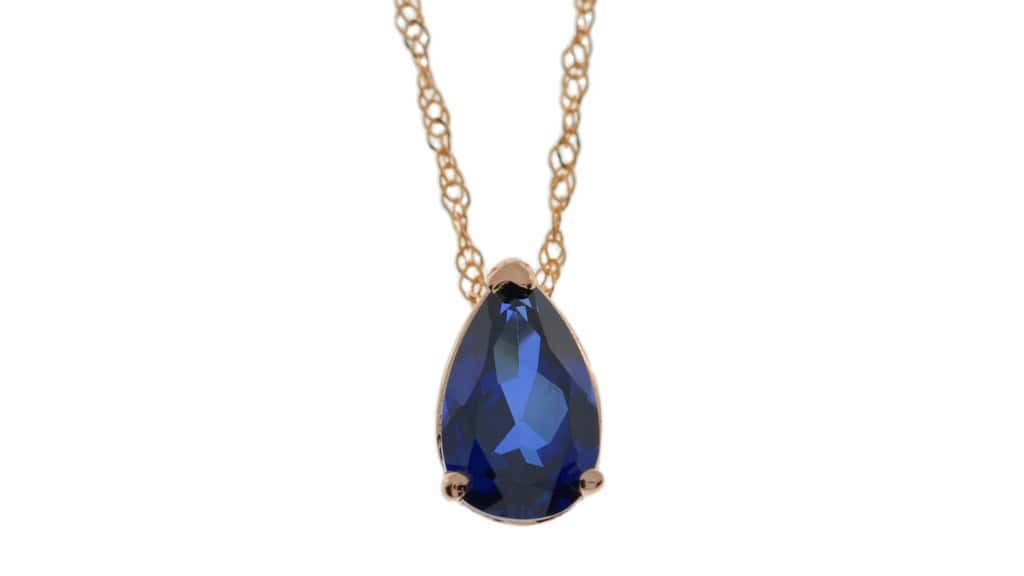 14Kt Gold Blue Sapphire Teardrop Necklace