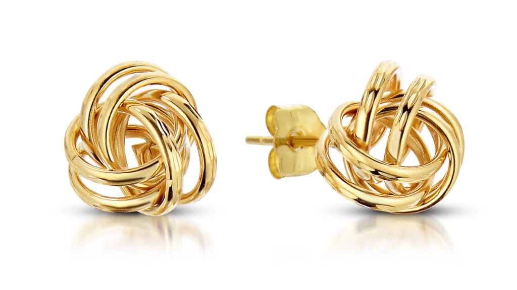 14k Gold Love Knot Stud Earrings