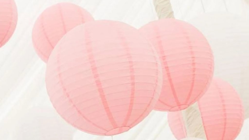 18-Piece White & Pink Paper Lantern Set