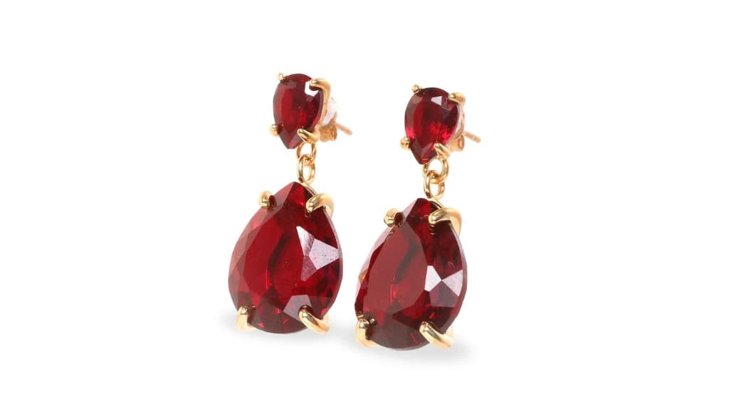 18k Rose Gold Garnet Drop Earrings