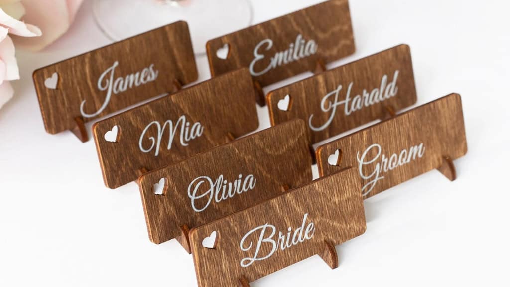 Engraved 2-in-1 Wood Wedding Tags