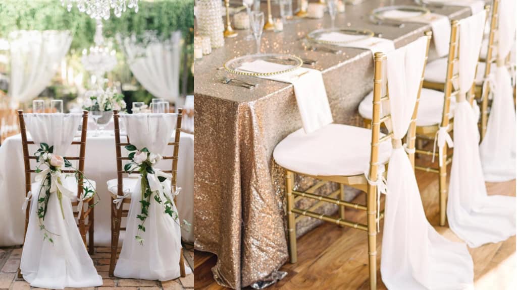 50 White Chiffon Chair Sashes