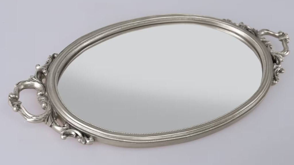 Ahsen Silver Mirror Base Trays
