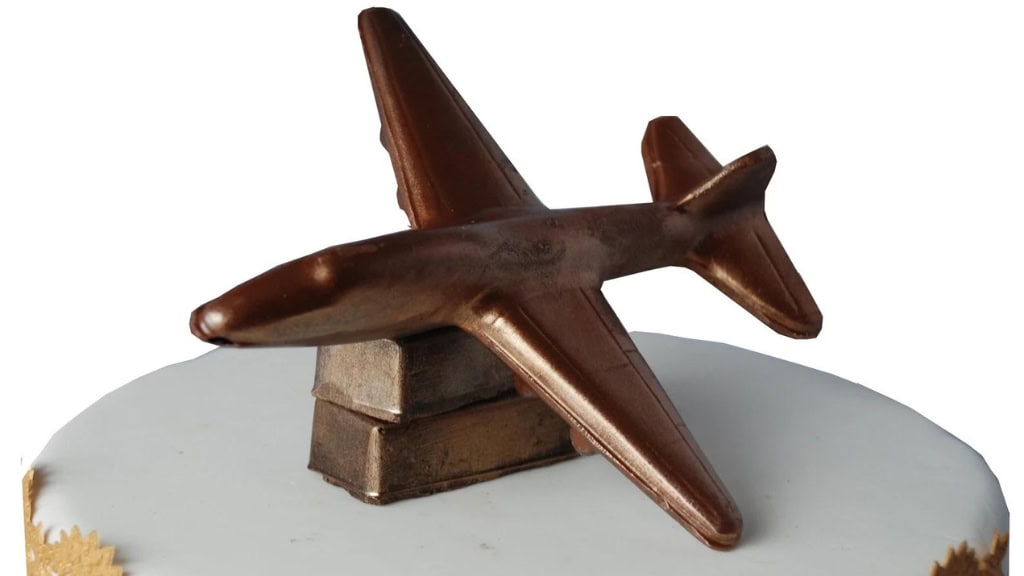 Handmade Belgian Chocolate Airplane Cake Topper