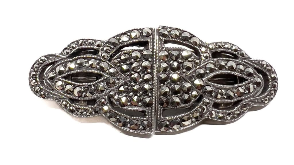 Art Deco Marcasite Duette Brooch