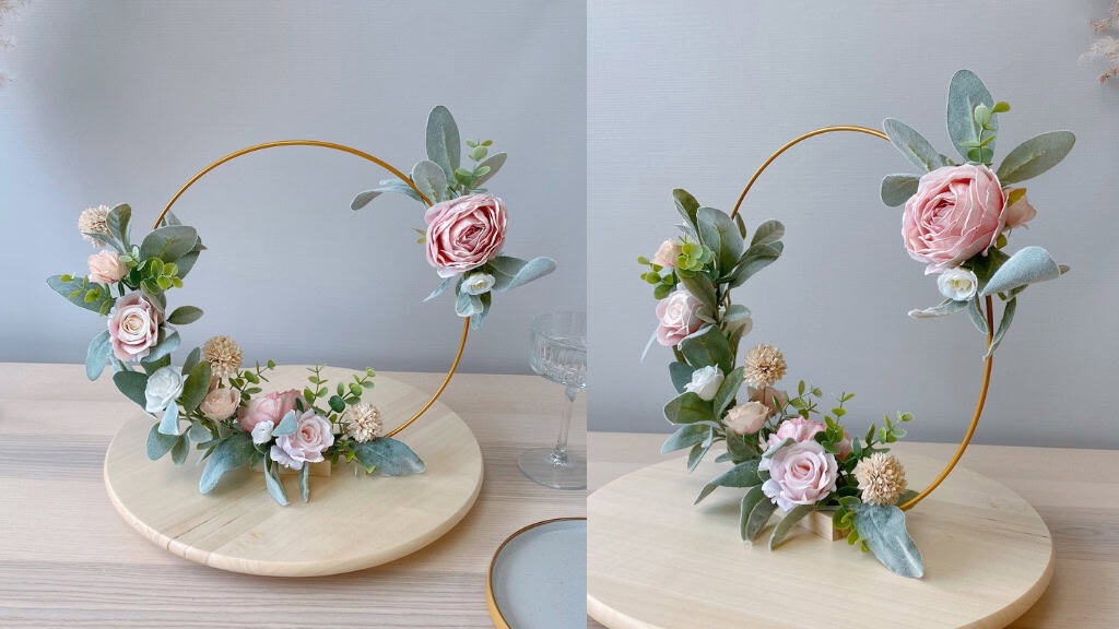 Baby Pink Silk Rose Hoop Decoration