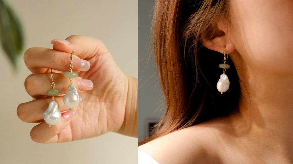 Gold Baroque Pearl Drop Earrings