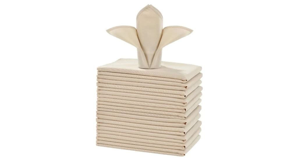 Beige Polyester Wedding Napkins, 12-Count