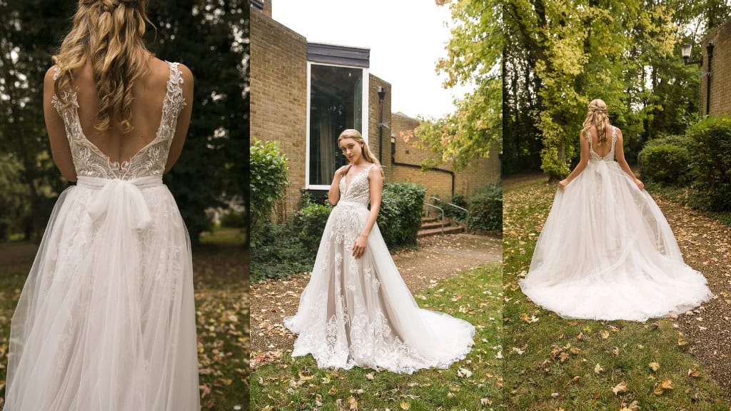 Bespoke Off-White Tulle Wedding Train
