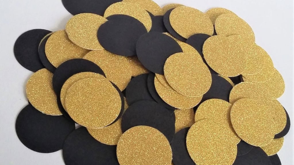 Black & Gold Glittery Table Confetti