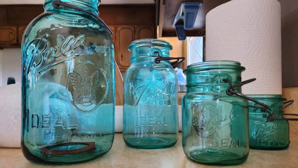 Blue Bicentennial Ball Mason Jars
