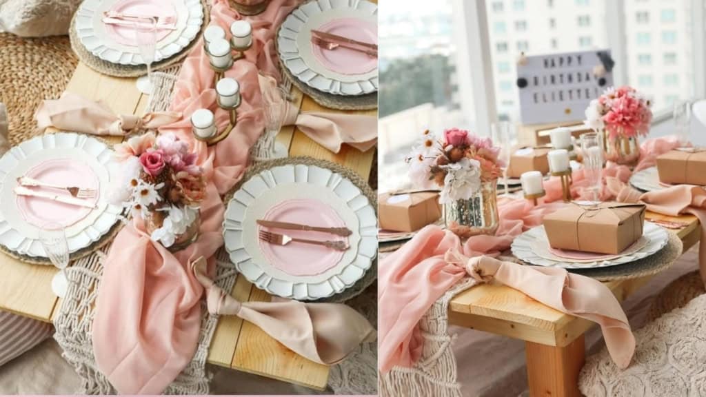 Blush Chiffon Table Runner