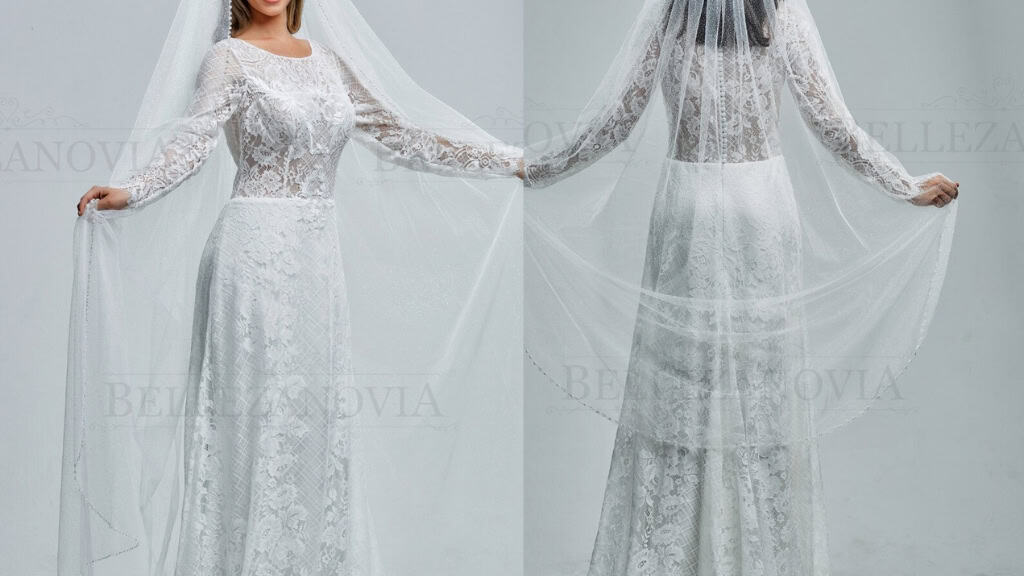 Bohemian Lace Sleeve Wedding Gown