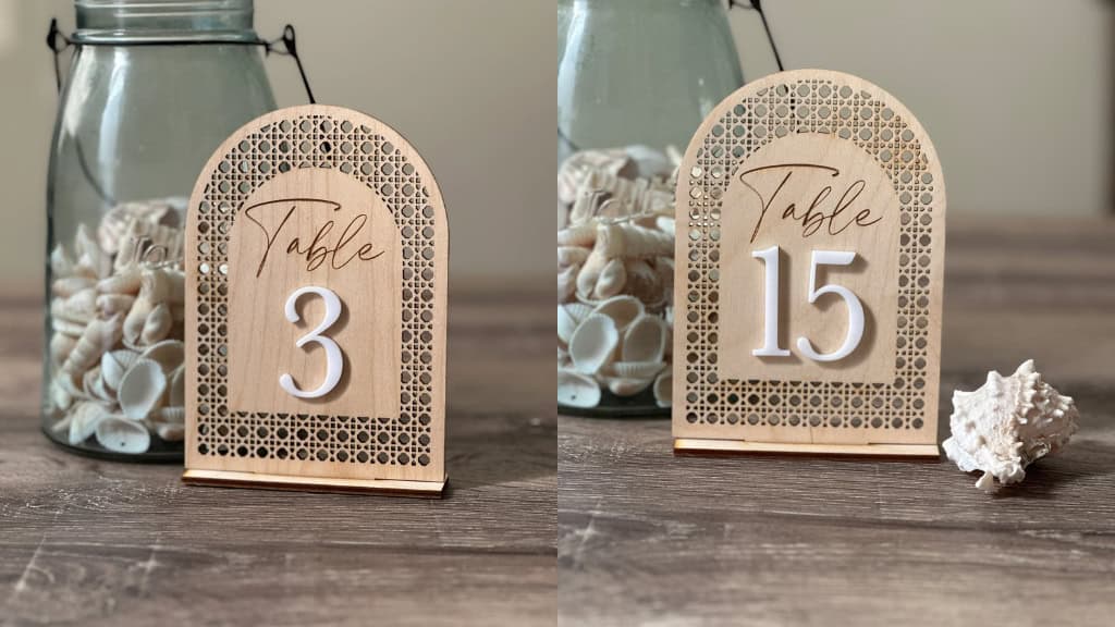 Boho Rattan Wedding Table Numbers