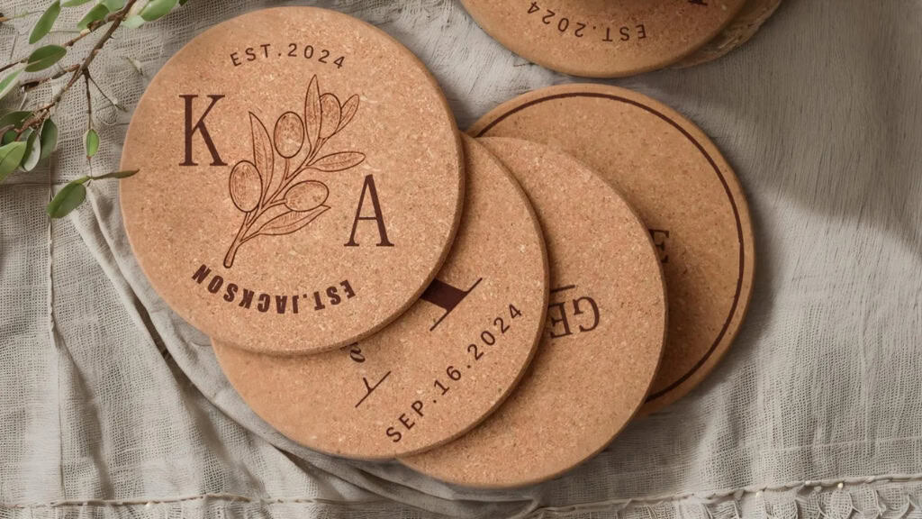 Custom Engraved Cork Coaster Set of 100