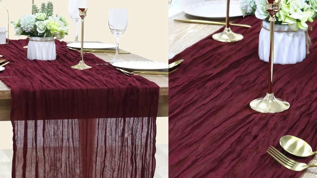 Burgundy Cheesecloth Table Runner 10ft