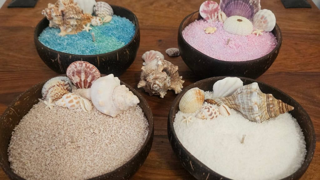 Coconut Shell Sand Beach Candle
