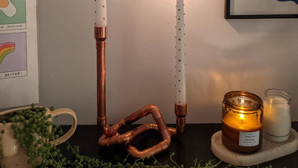 Copper Pipe Knot Candle Holder